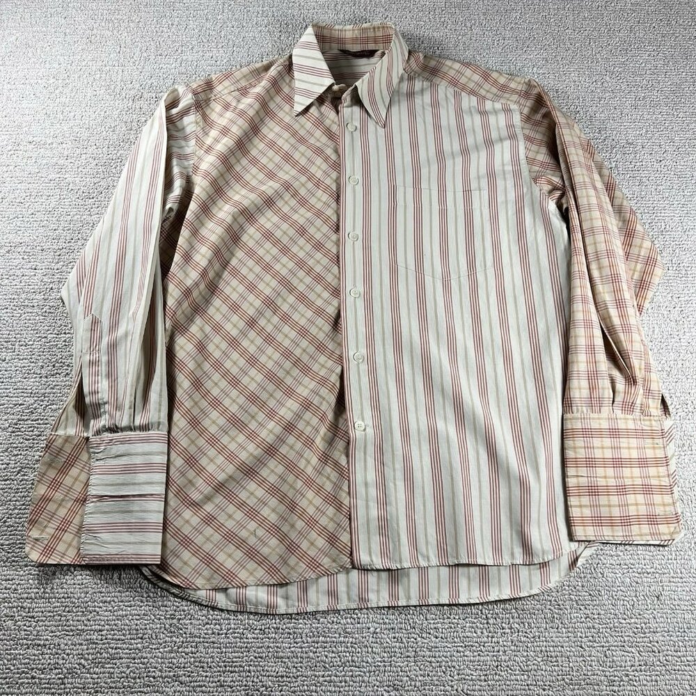 Bergati Button Up Striped Long Sleeve Shirt Beige Men’s Size XXL